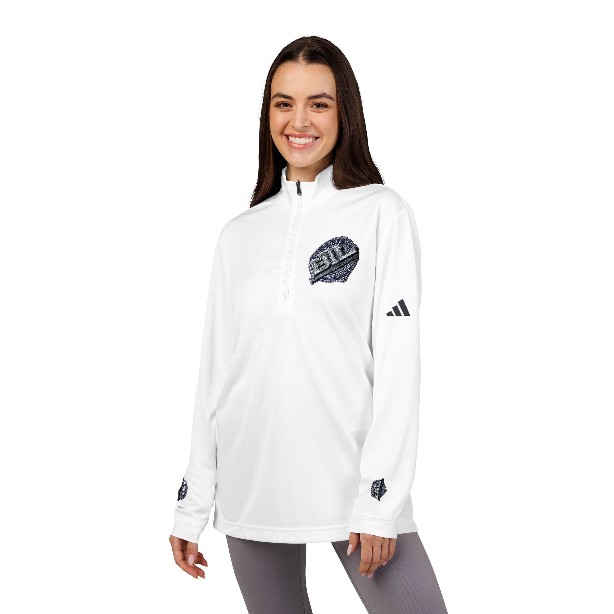 adidas Embroidered Quarter‑Zip Pullover — Lightweight Performance Top