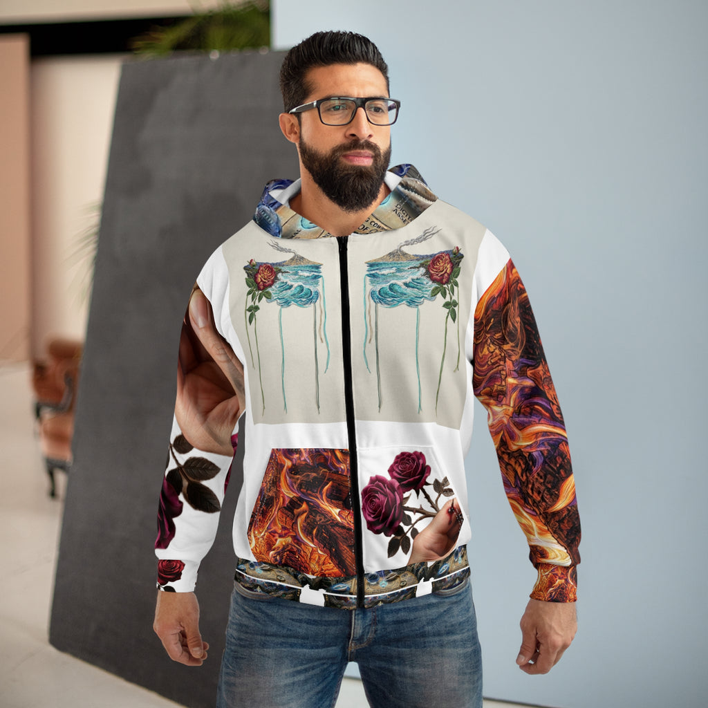 Embroidered Floral & BTL Crest Zip Hoodie