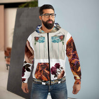 Embroidered Floral & BTL Crest Zip Hoodie