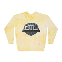 Tie-Dye Crewneck Sweatshirt — Vintage Ocean Wave & Rose Graphic