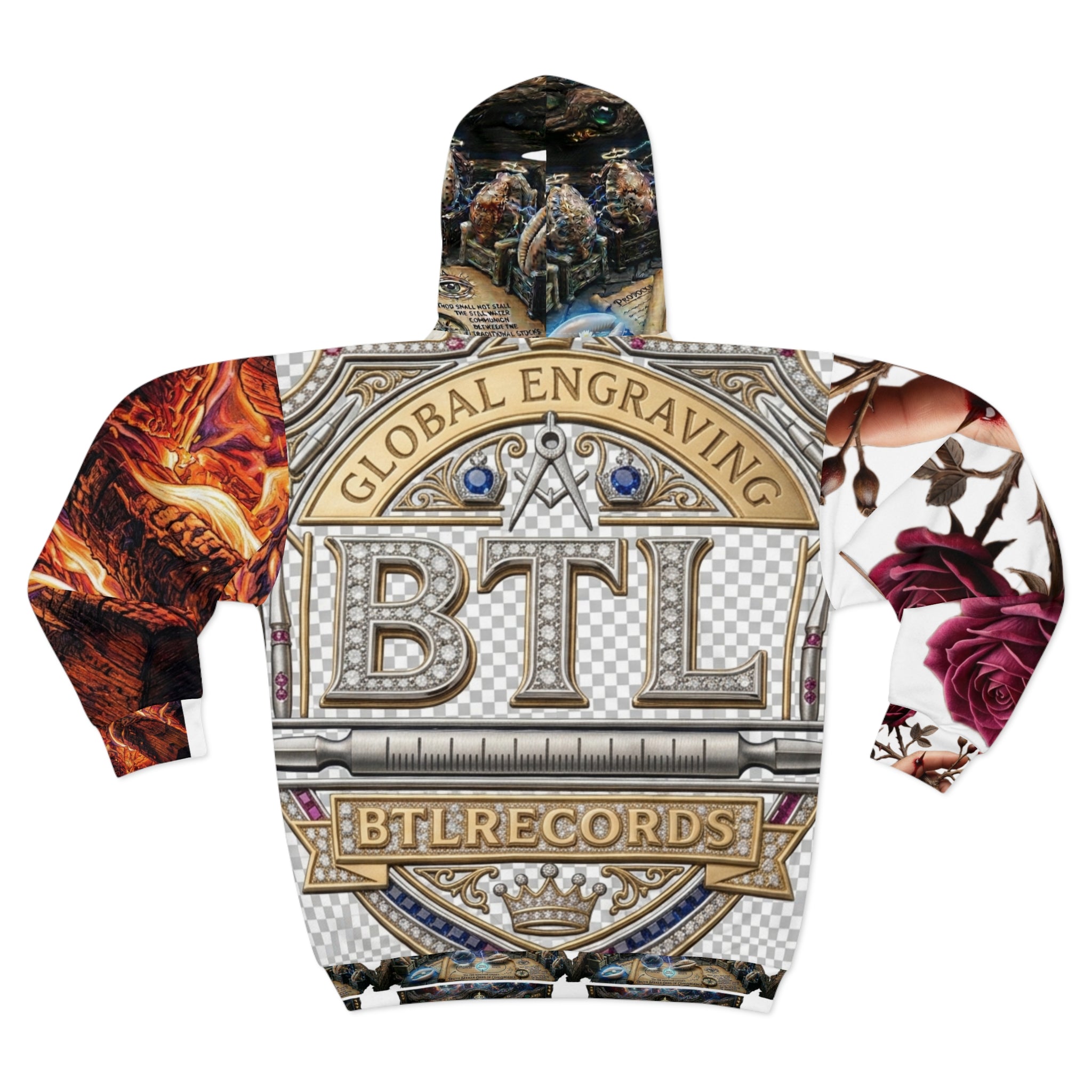 Embroidered Floral & BTL Crest Zip Hoodie