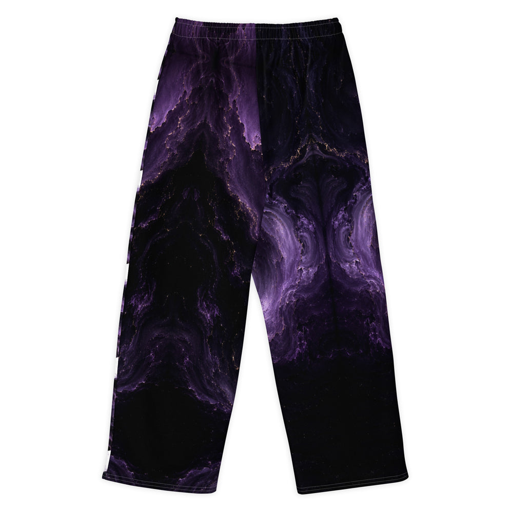 Cosmic Aether Wide-Leg Streetwear Pants – Purple Smoke Edition